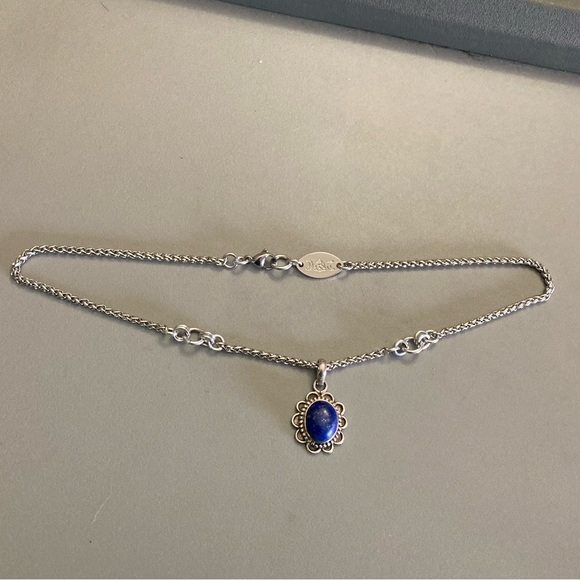 925 sterling silver lapis charm on stainless steel chain necklace boho stone - Picture 9 of 10